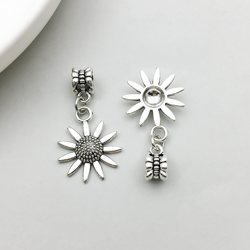 1 ancient silver sunflower big hole beads 19*35mm-1.9g-11468