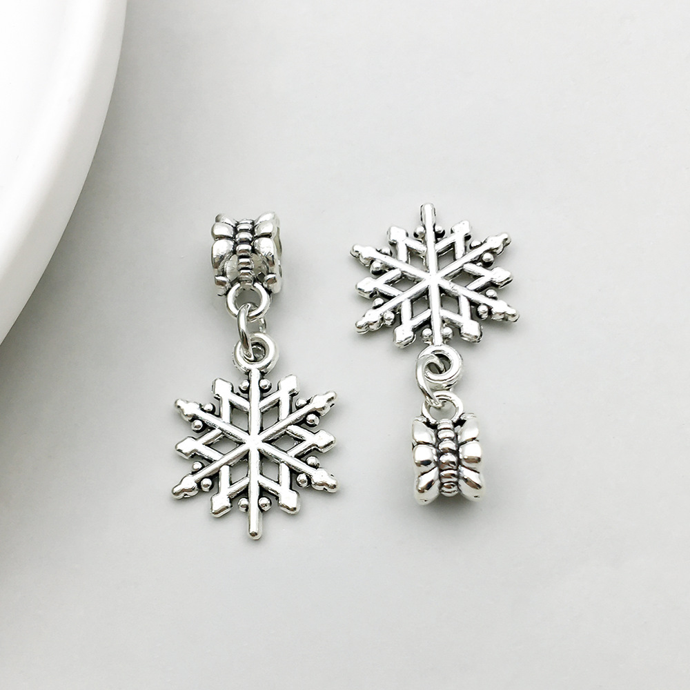 1 ancient silver snowflake big hole beads 15*11mm-1.8g-11473