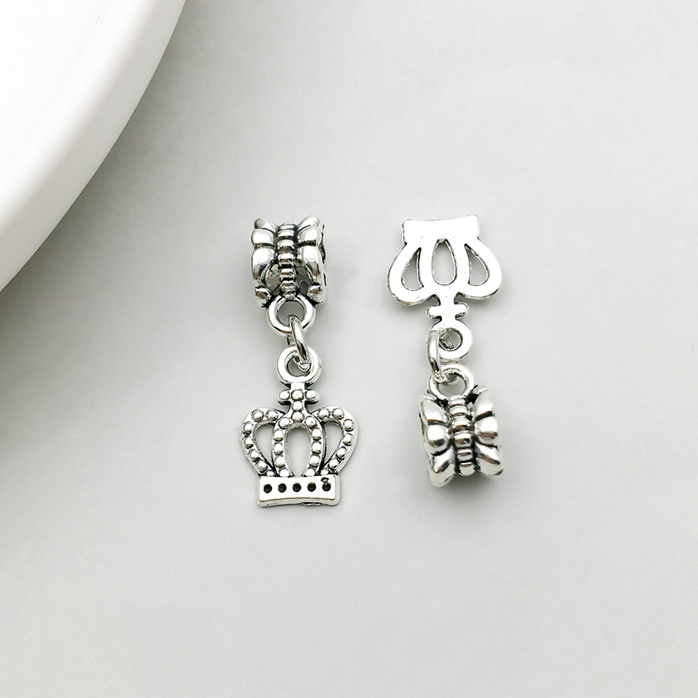 1 ancient silver crown large hole beads 10*26mm-1.4g-11488