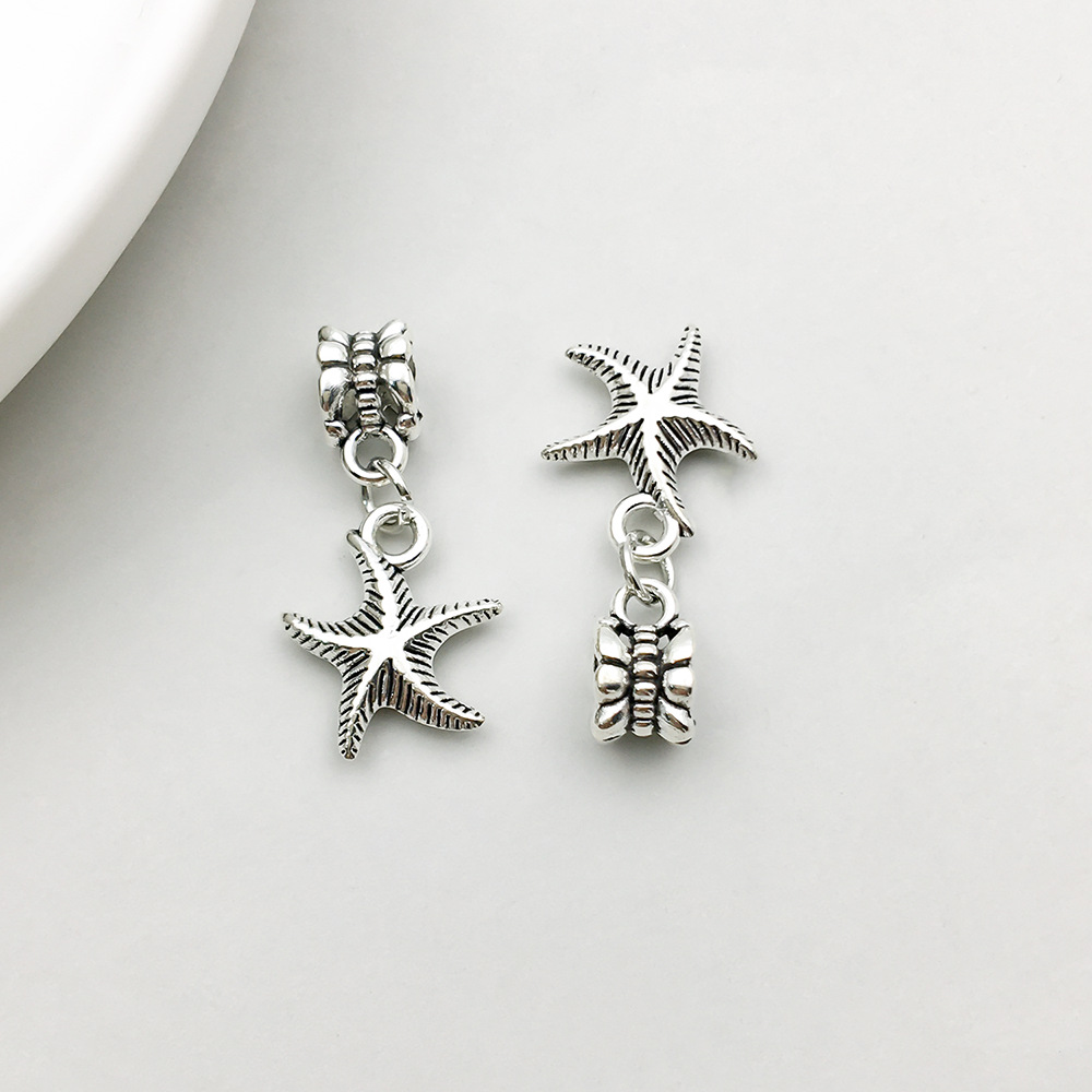 1 ancient silver starfish large hole beads 14*28mm-1.5g-11494