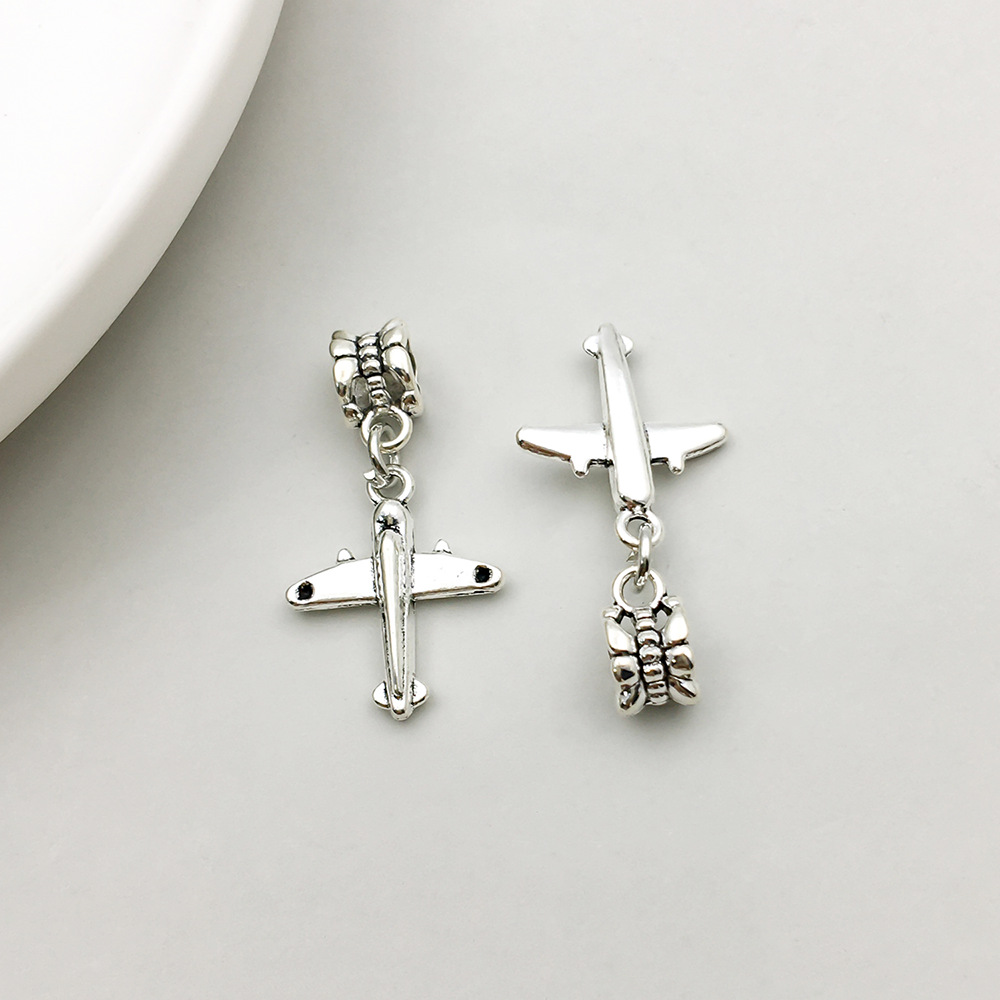 1 ancient silver aircraft big hole bead 17*32mm-2g-11495