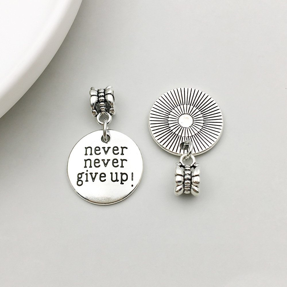 1 ancient silver letter brand big hole beads 20*20mm-2.5g-18387