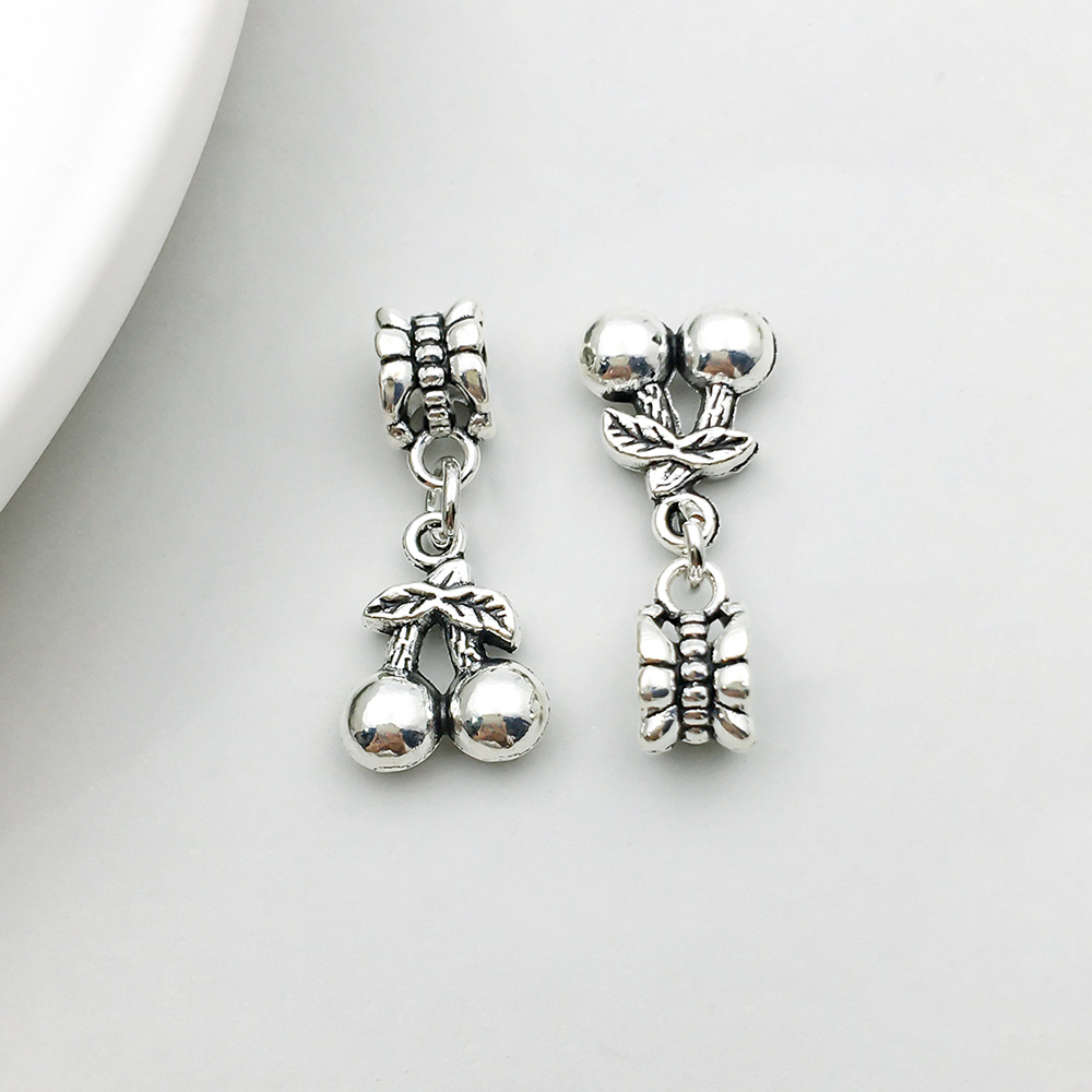 1 ancient silver cherry big hole beads 11*15mm-1.5g-18388