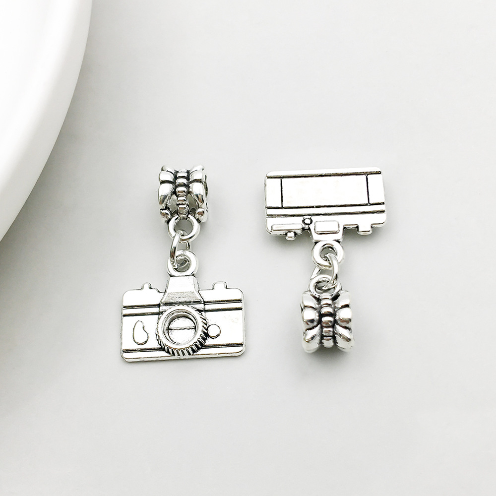 1 ancient silver camera large hole beads 16*15mm-1.5g-18389