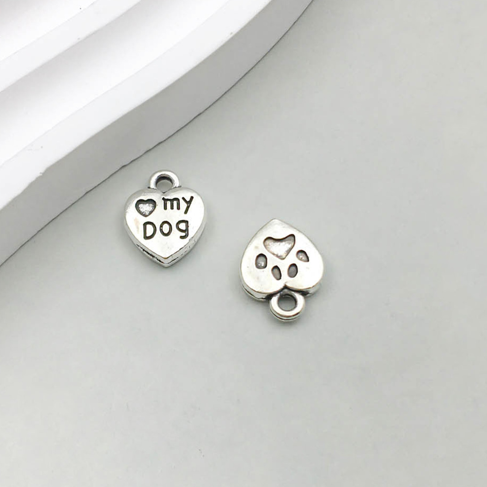 1 ancient silver love dog mydog10 * 12mm-1.1g-7277