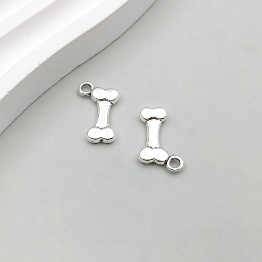 1 ancient silver dog bone 10*14mm-0.6g-9810