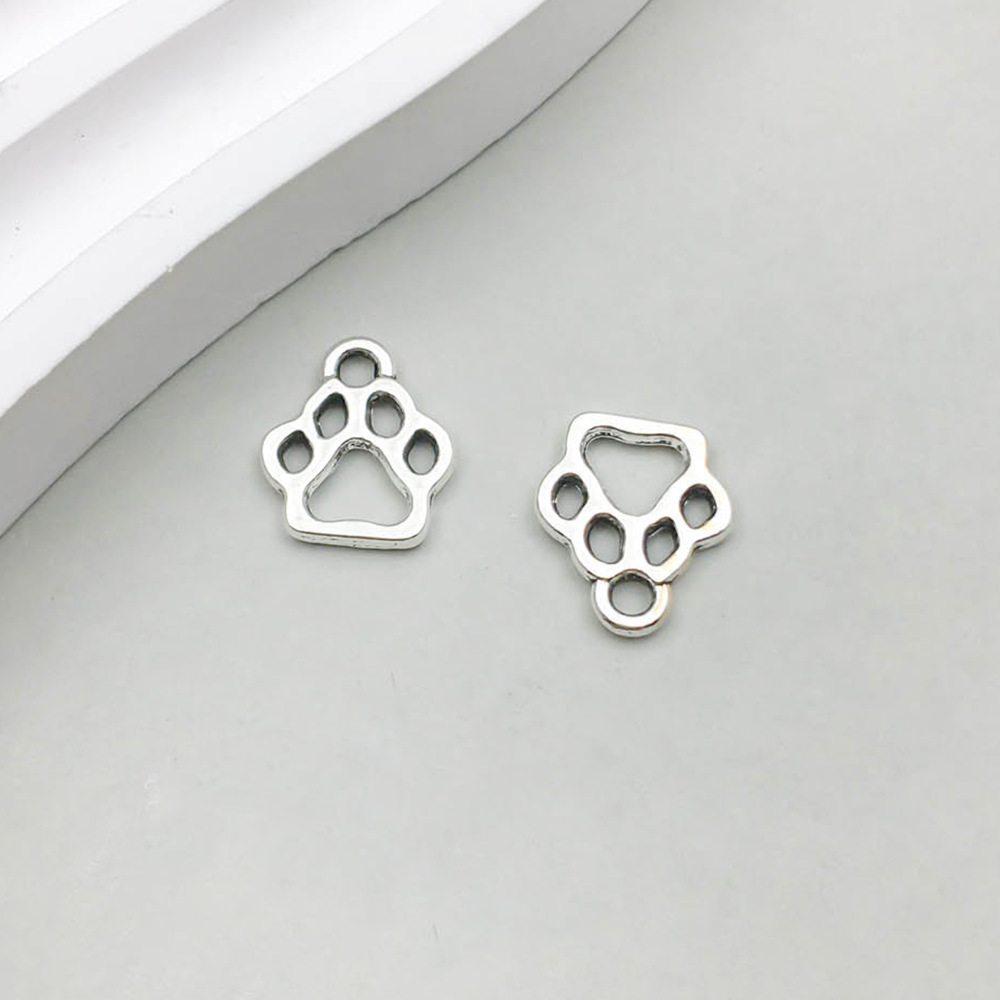 1 ancient silver hollow small size dog paw print 11*13mm-0.6g-9811