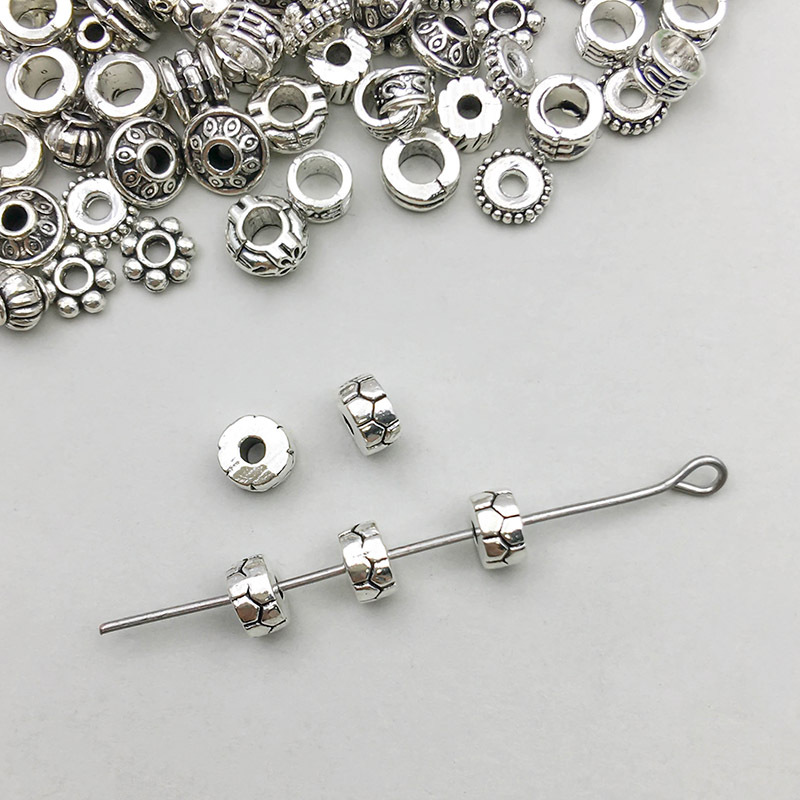 1 ancient silver tire printing spacer bead 3*5mm hole 1mm-0.4g-16347