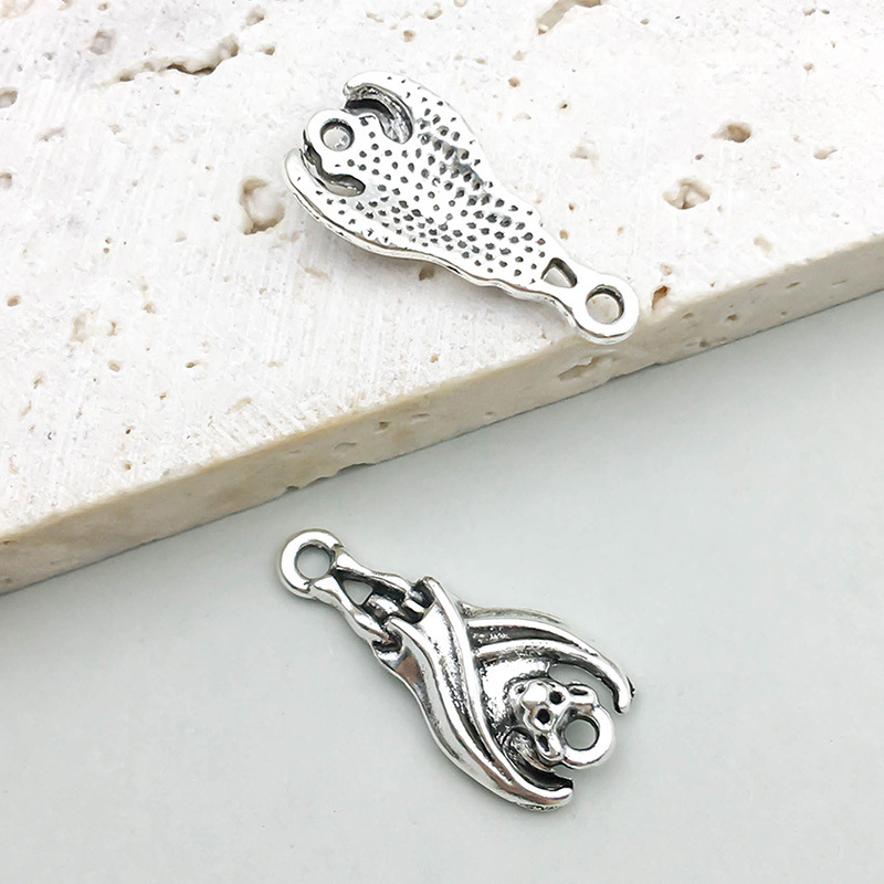 1 ancient silver double hole bat 10*20mm-1g-16945