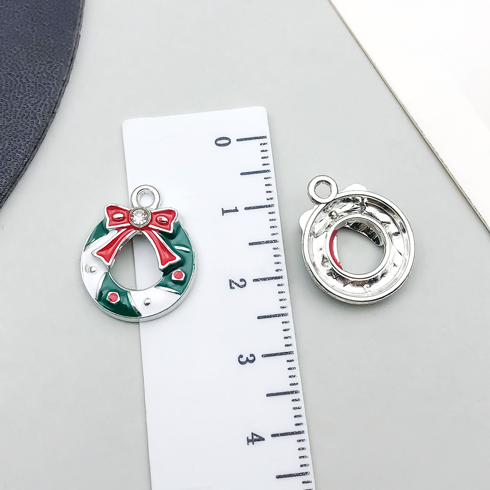 1 green dripping oil christmas flower circle 19*15mm-1.5g-19647