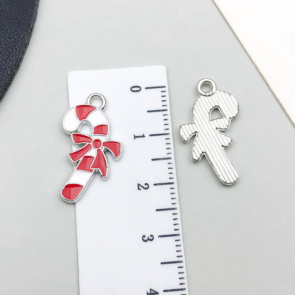 1 red dripping oil christmas crutch 23*12mm-1.1g-19657