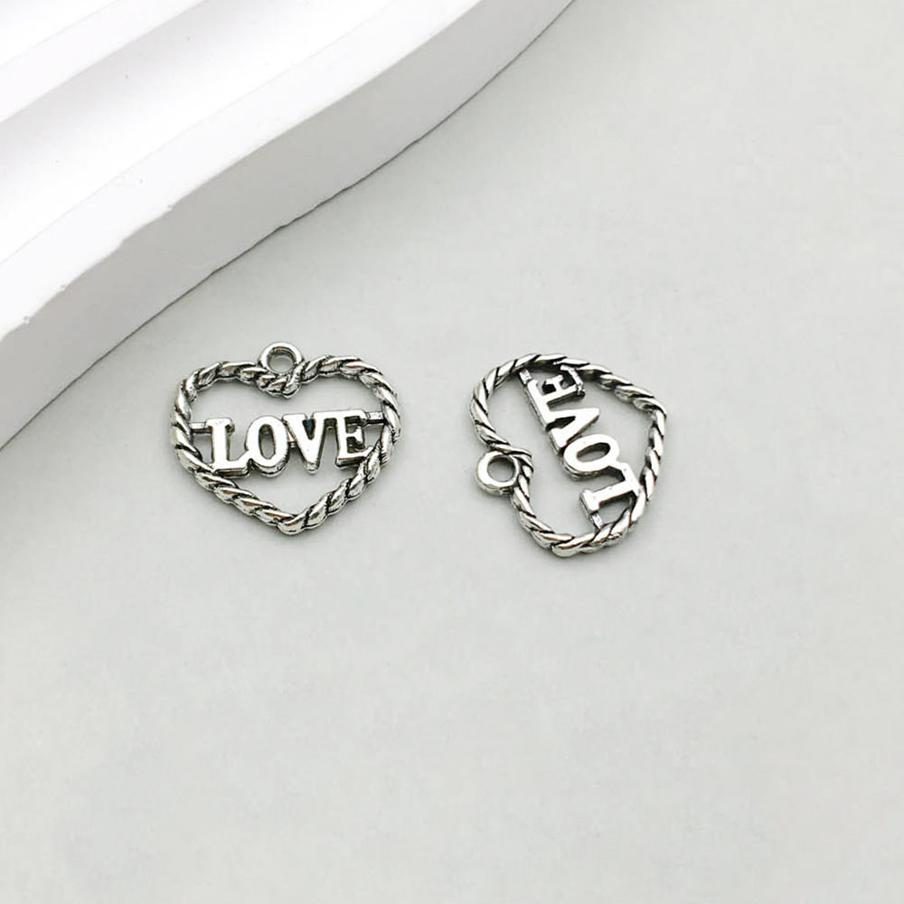 1 ancient silver heart letter love15 * 15mm-0.8g-10902