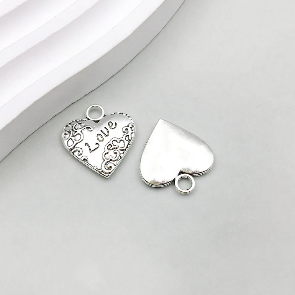 1 ancient silver heart love letter 18*19mm-2.5g-11438