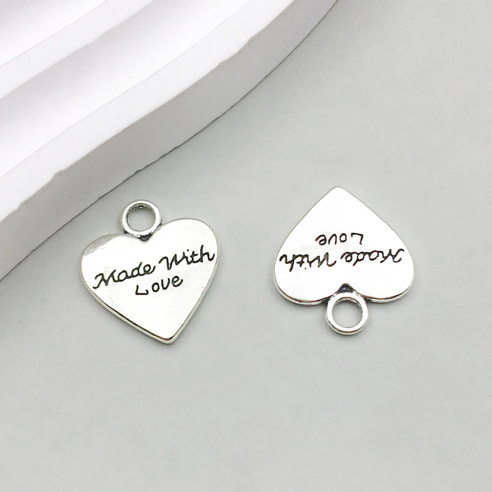 1 ancient silver made with love letters 17*19mm-2.1g-11641