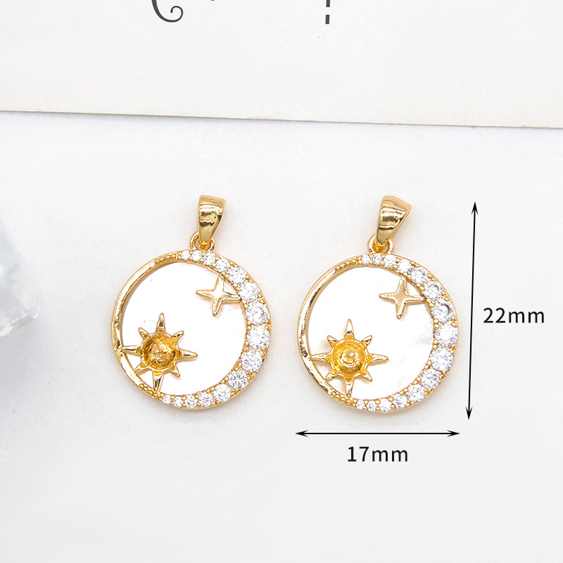Style 3 white shell round Diamond Moon