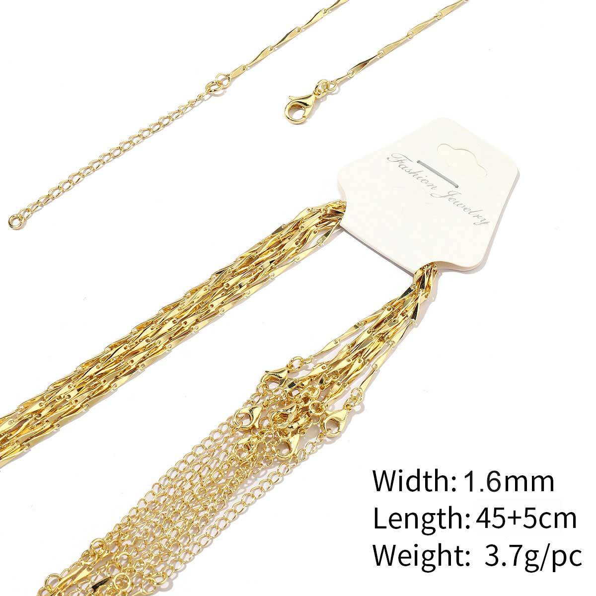 A56-18k real gold plated-copper melon seed chain 1.62mm-45 5cm, wears color for 1 year