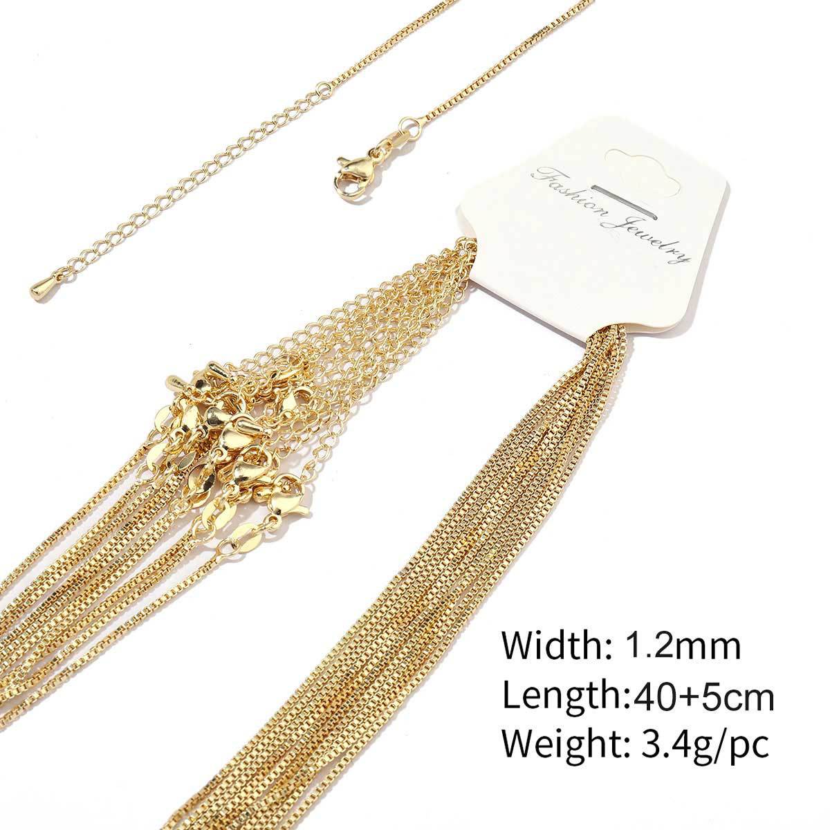 A58-18k real gold plated-copper box chain 1.2mm-40 5cm, wears color for 1 year