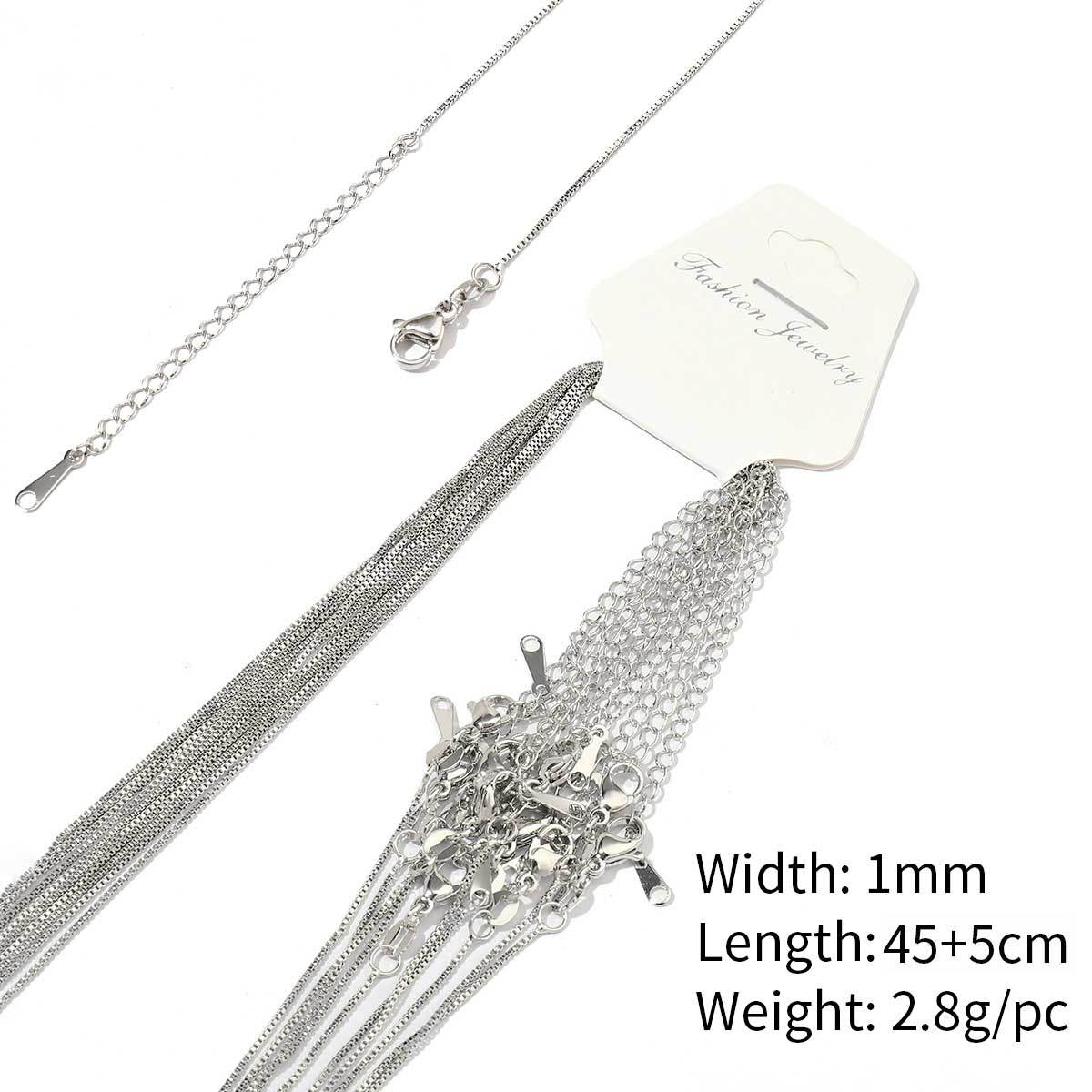 A59-gold plated-copper box chain 1mm-45 5cm, wears color for 1 year