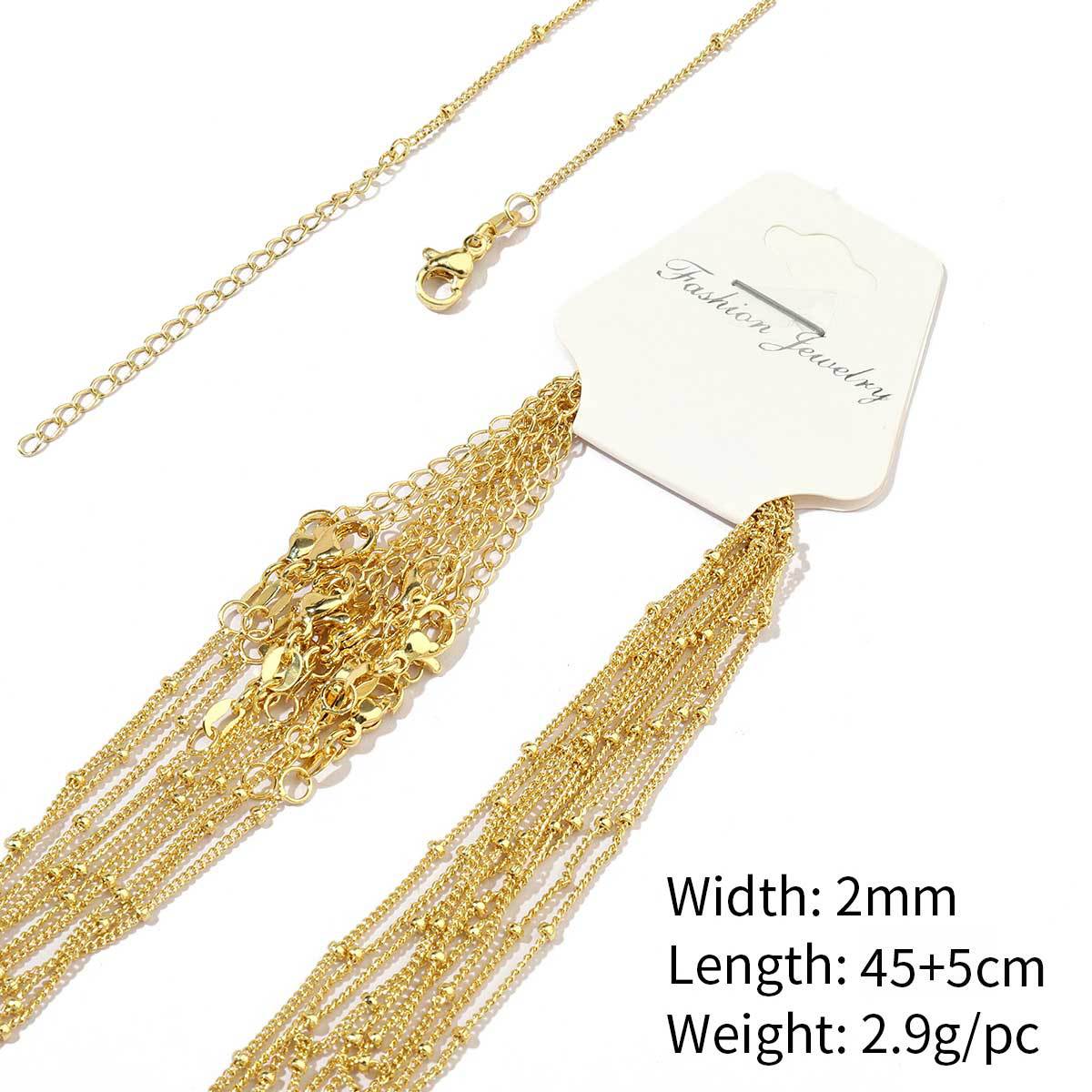 A60-18k real gold plated-copper bead chain 2mm-45 5cm, wears color for 1 year