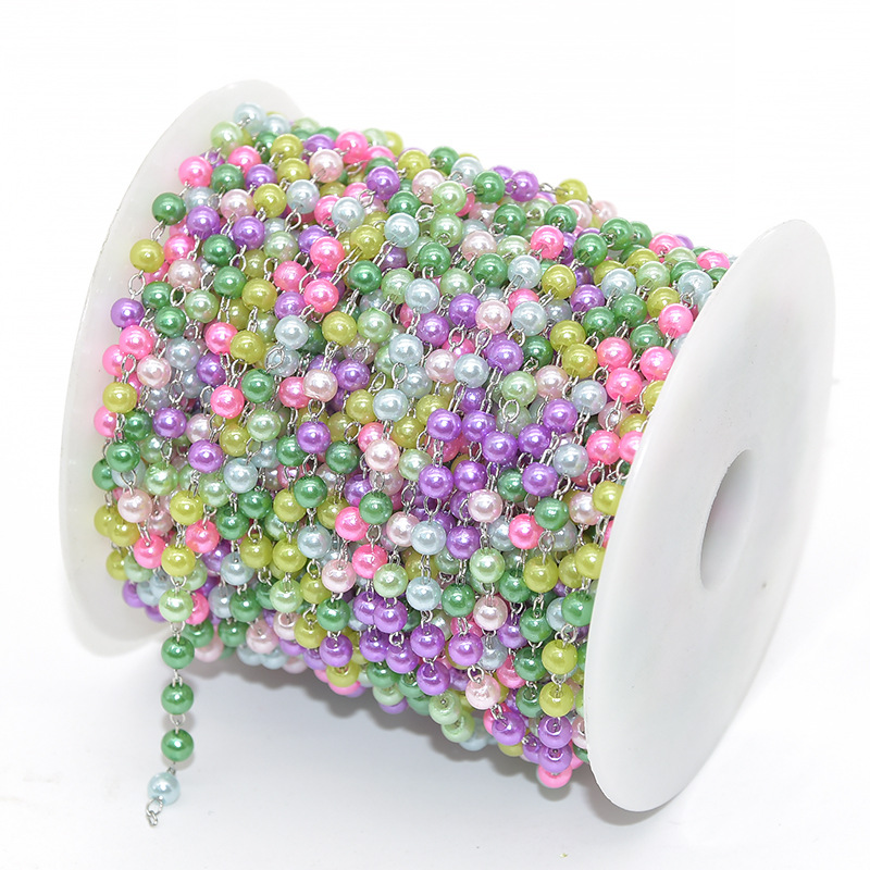 Mixed colored beads-white k chain