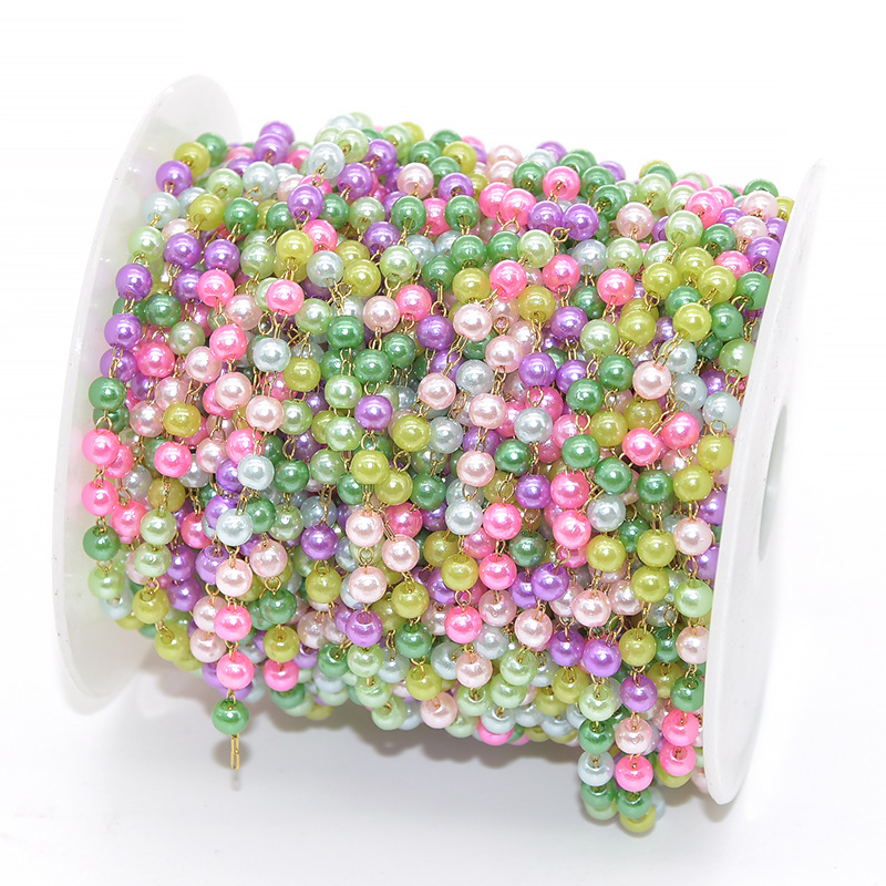 Mixed colored beads-kC gold chain