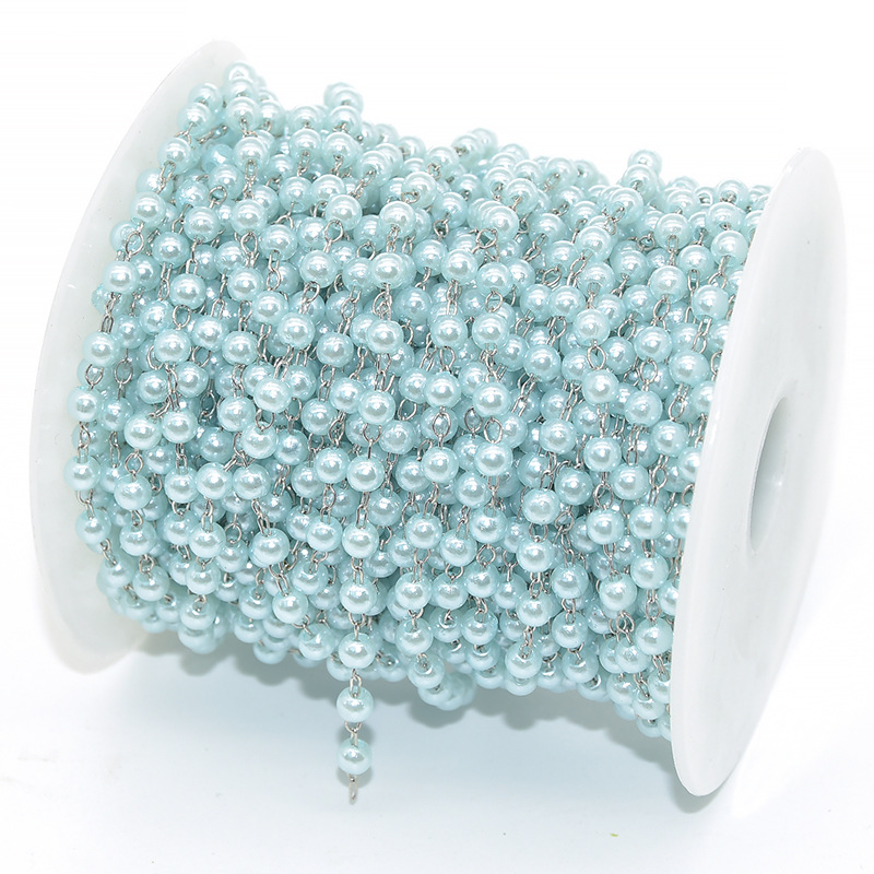 Blue beads-white k chain
