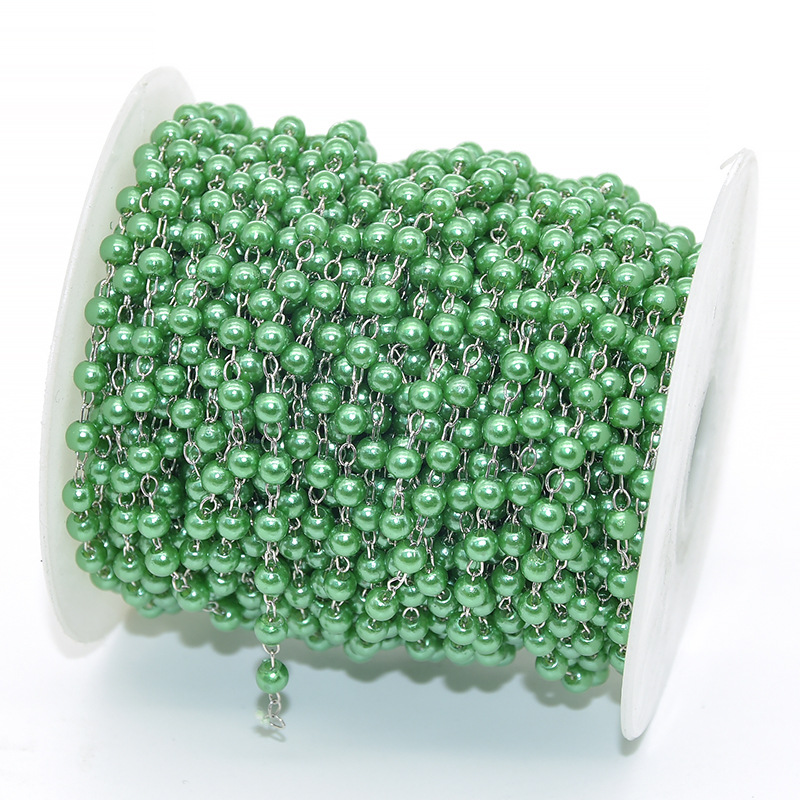 Green beads-white k chain