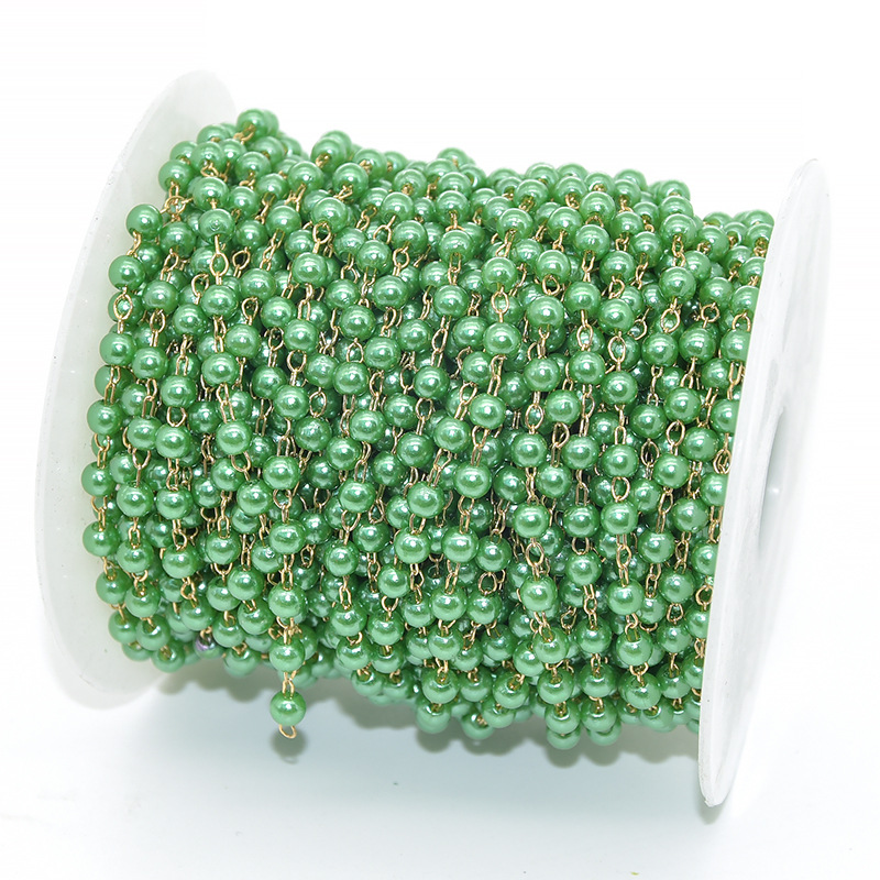 Green beads-kC gold chain