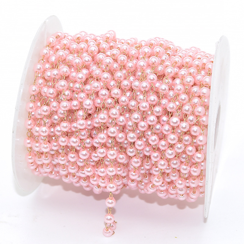 Pink beads-kC gold chain