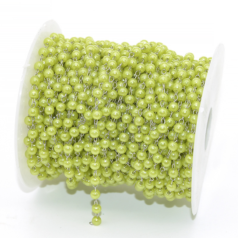 Yellow beads-white k chain