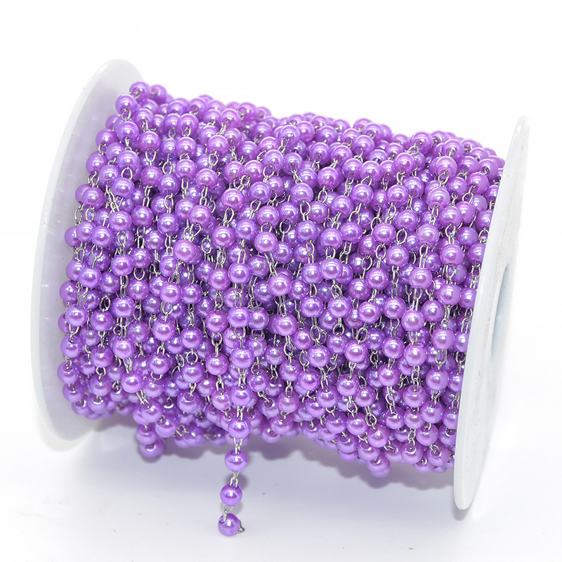 Purple beads-white k chain