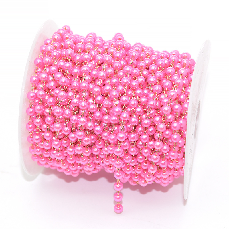 Rose red beads-kC gold chain