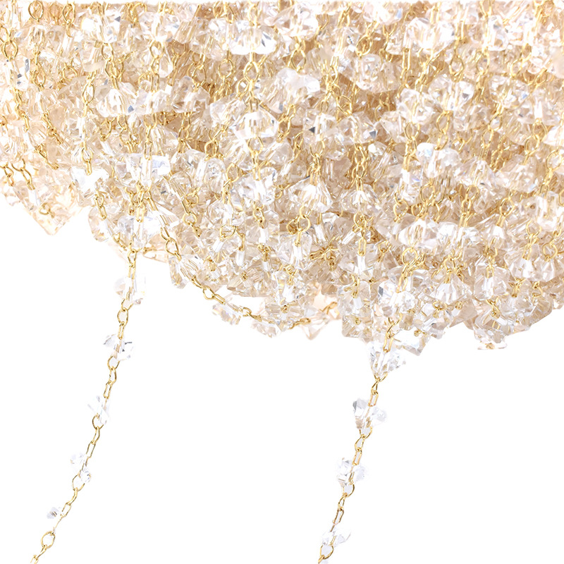 transparent white crystal-kc gold chain
