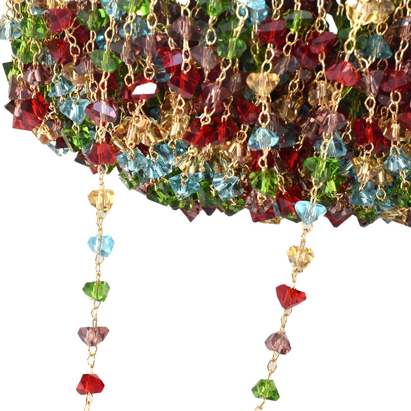 Mixed color crystal-kc gold chain