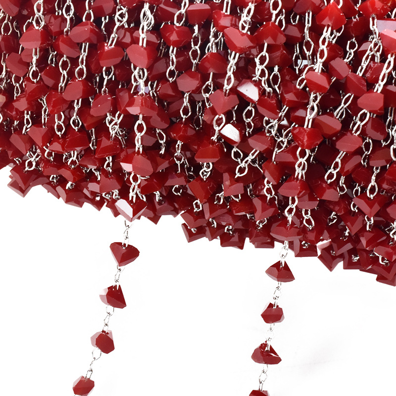 porcelain red crystal-white k chain