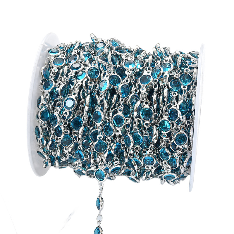 light blue glass-white k chain