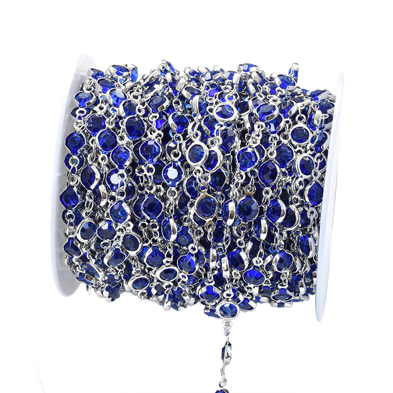 Royal blue glass-white k chain