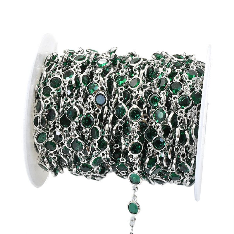 dark green glass-white k chain