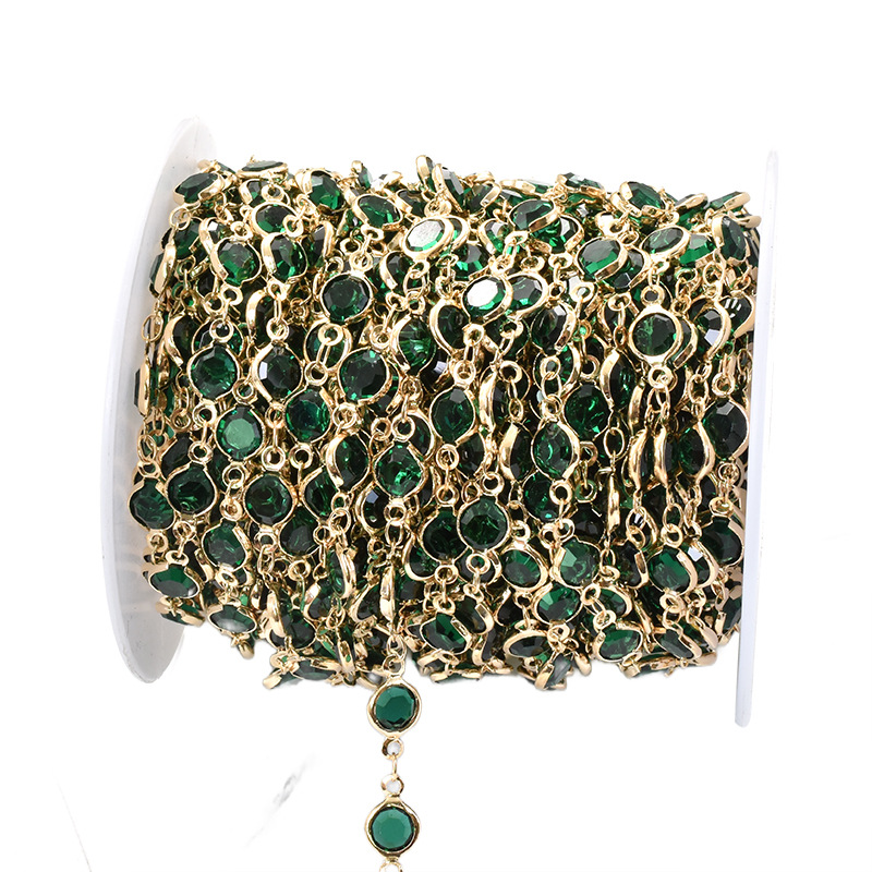 dark green glass-kc gold chain