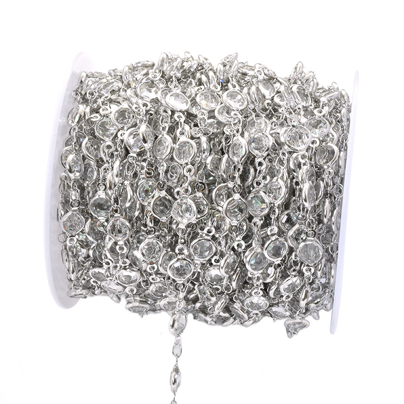 transparent white glass-white k chain