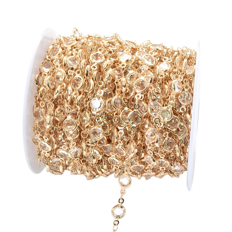 transparent white glass-kc gold chain