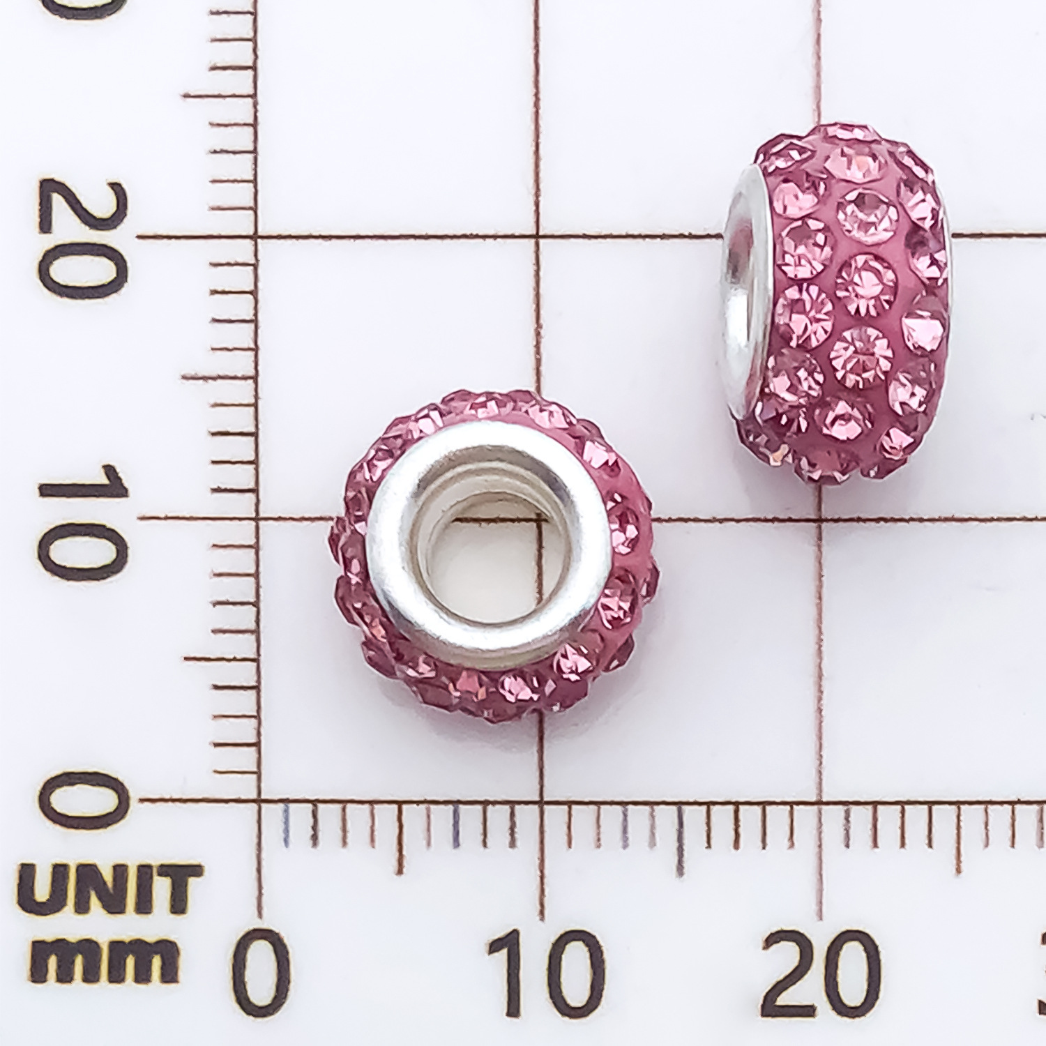 1 pink point drill large hole beads 11mm-aperture 4mm-0.9g-11549