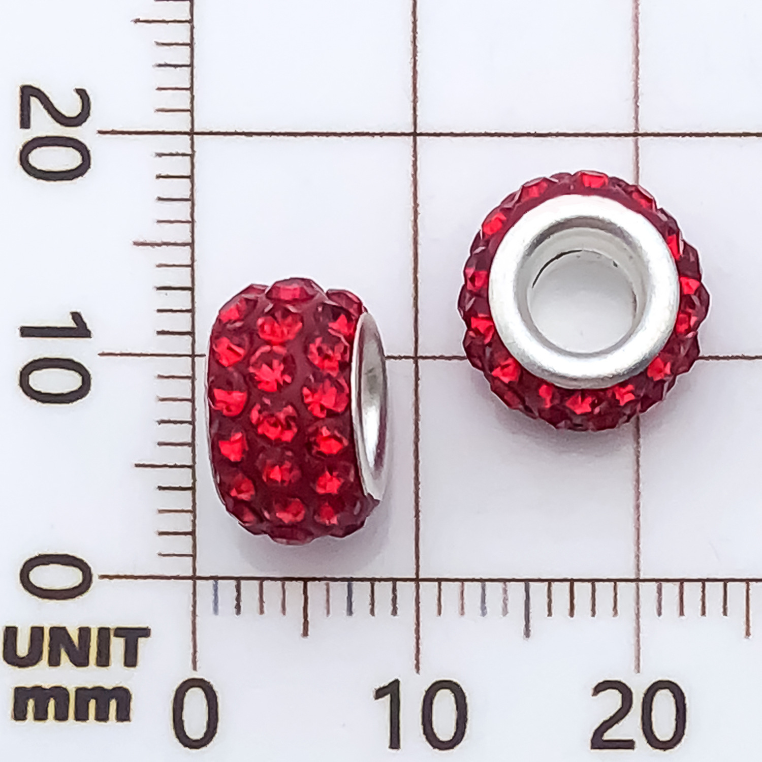 1 red point drill large hole bead 11mm-aperture 4mm-0.9g-11550