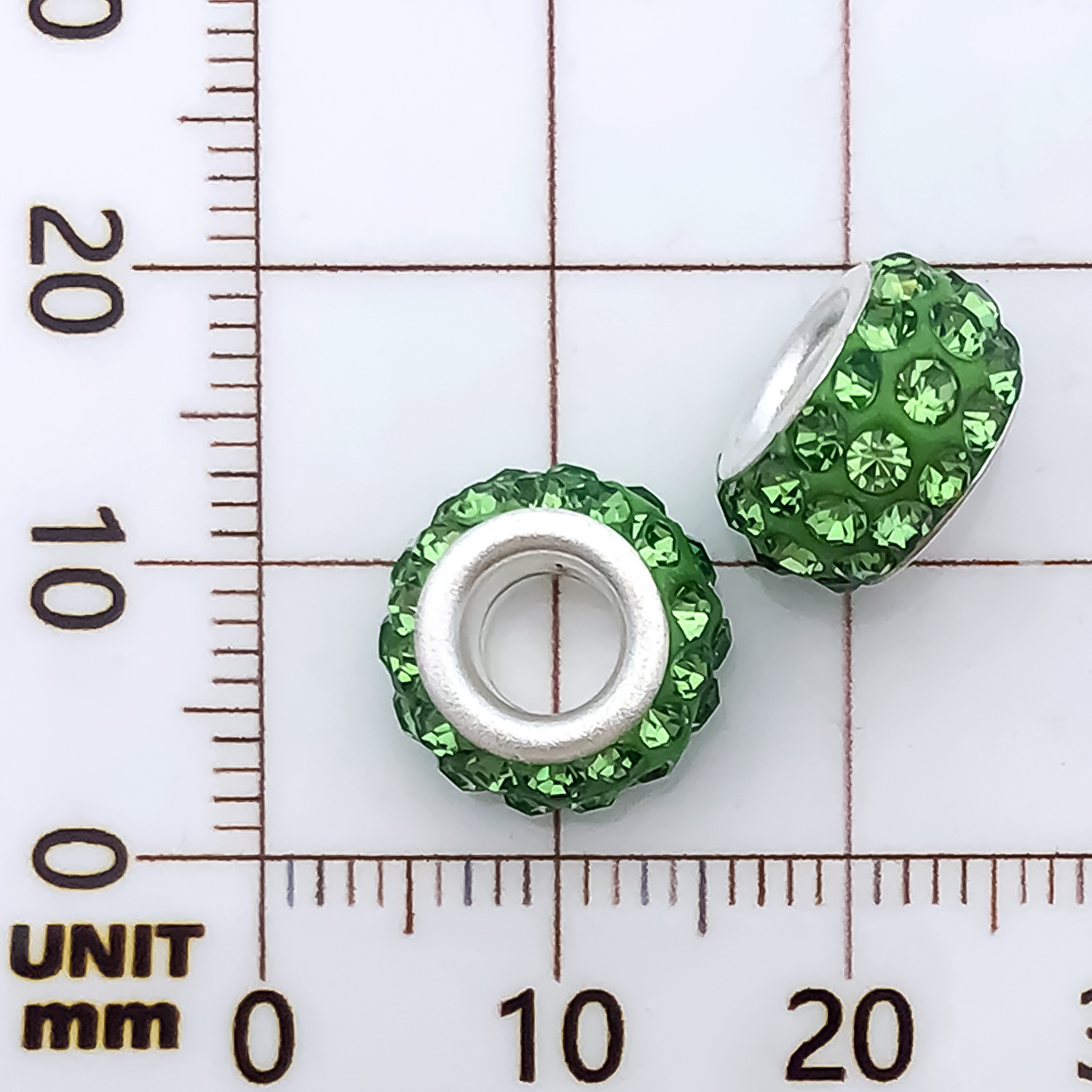 1 green point drilling large hole beads 11mm-aperture 4mm-0.9g-11556