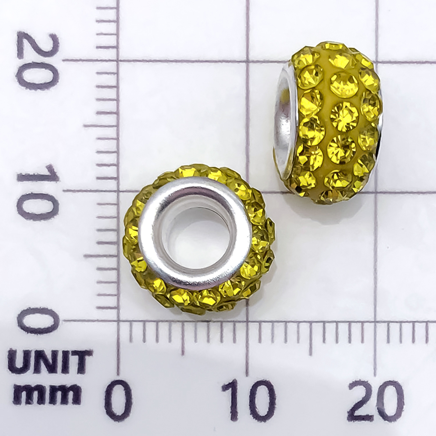 1 yellow point drill large hole beads 11mm-aperture 4mm-0.9g-14127