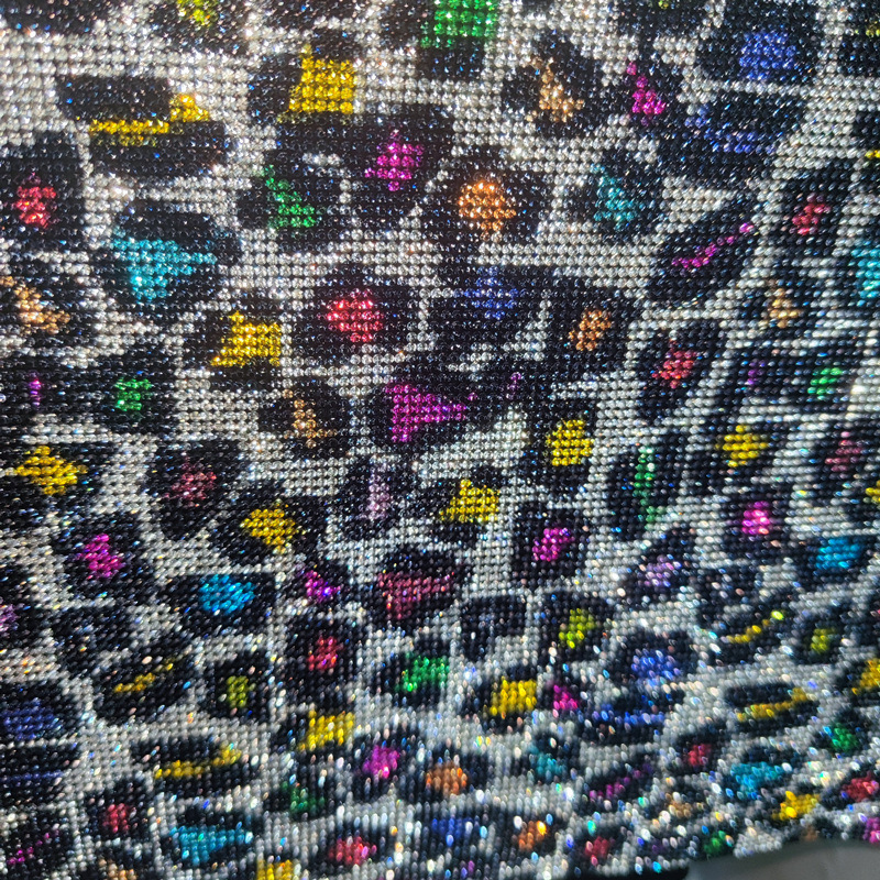 Silver black color leopard print