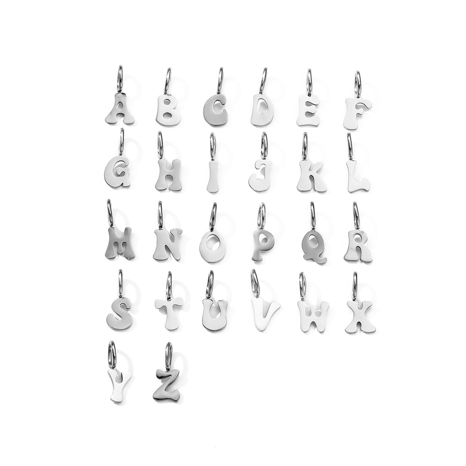 A set of 26 letters in steel color