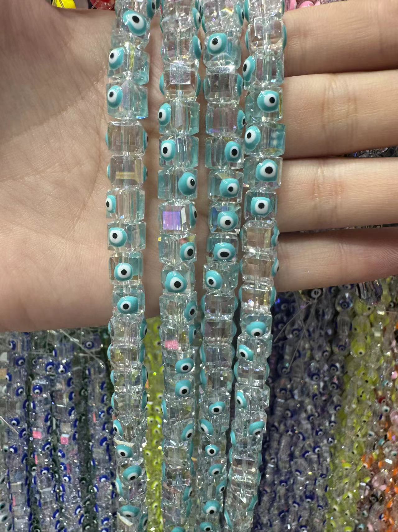 Aqua blue square eyes