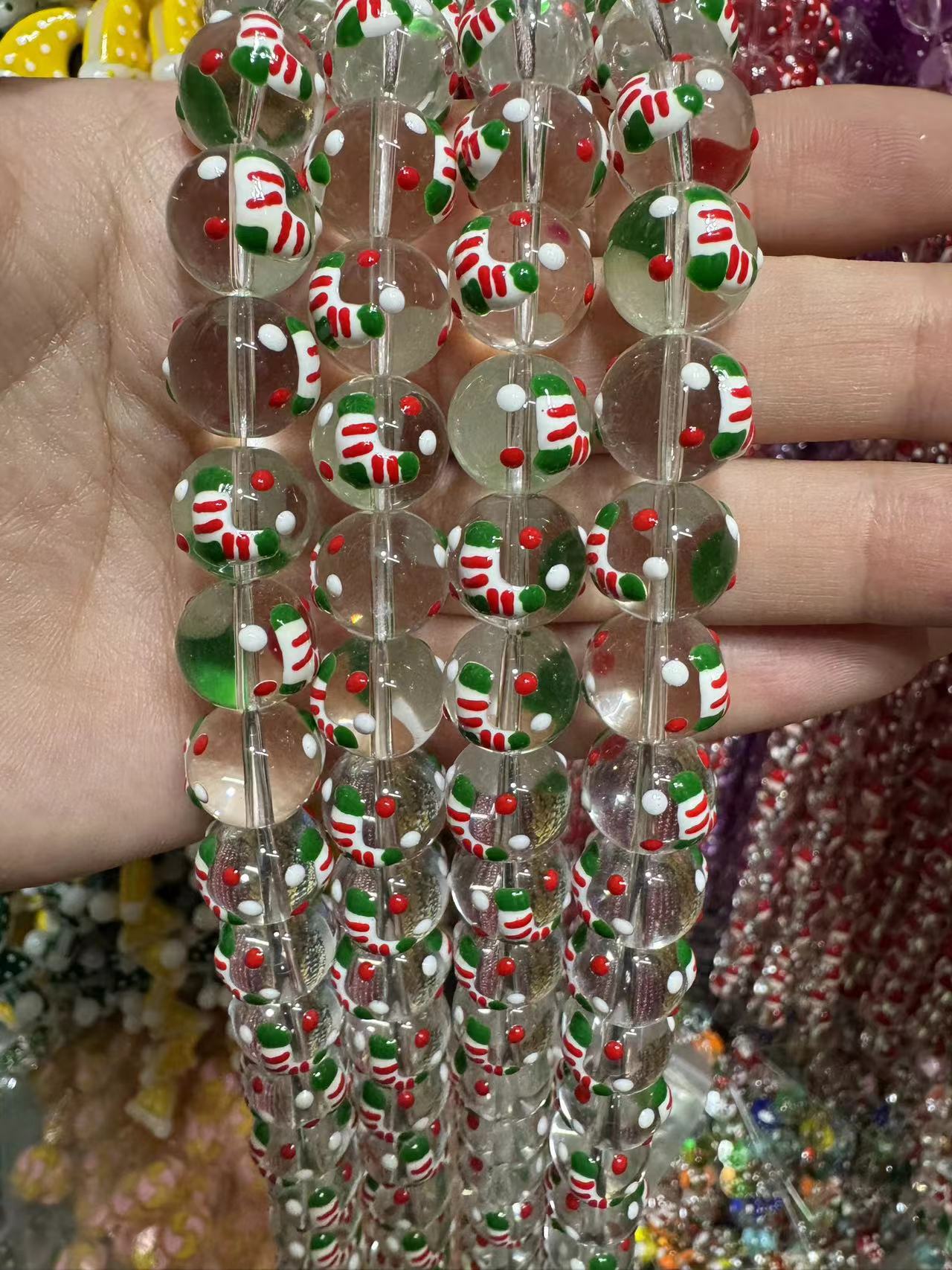 Red stripe green socks