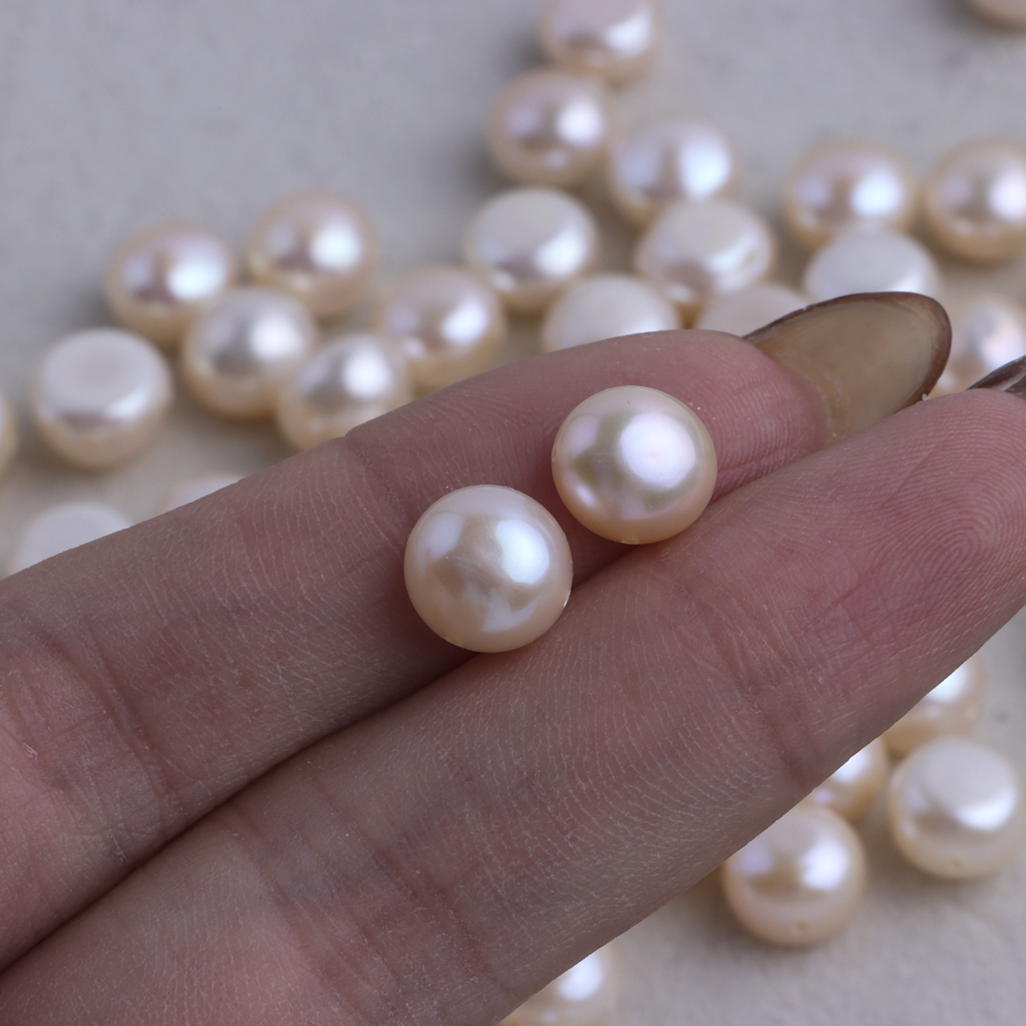 8-9mm light champagne color cross hole steamed bun 1 piece